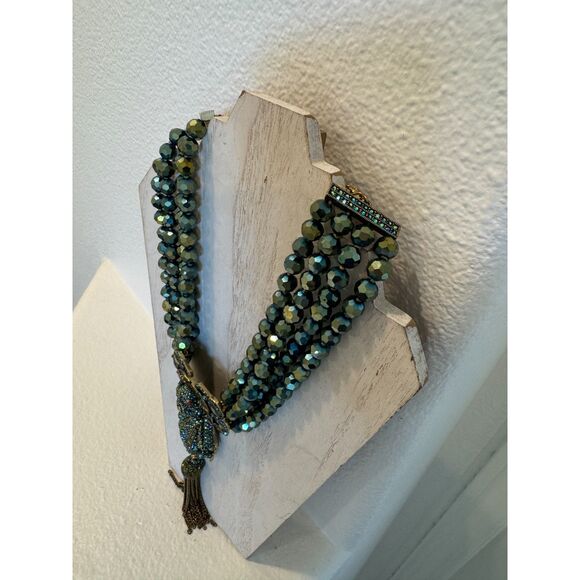 Heidi Daus Toad Necklace Dangle Frog with Tassel Beaded - Picture 4 of 8